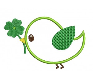 Stickdatei Glücksvogel - Vogel mit Kleeblatt